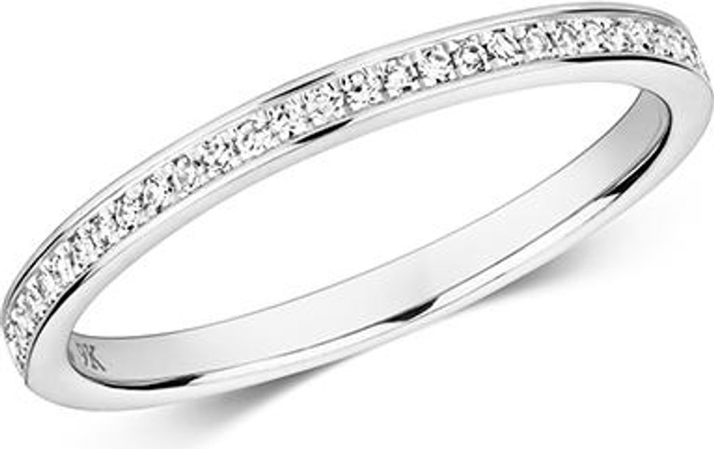 Funkelndes Feuer Atemberaubender 9 Karat (375) Weißgold Eternity Diamant Damenring Brillant-Schliff 0.11 Karat H - I1, 57 (18.1); TRS211759KWRSP