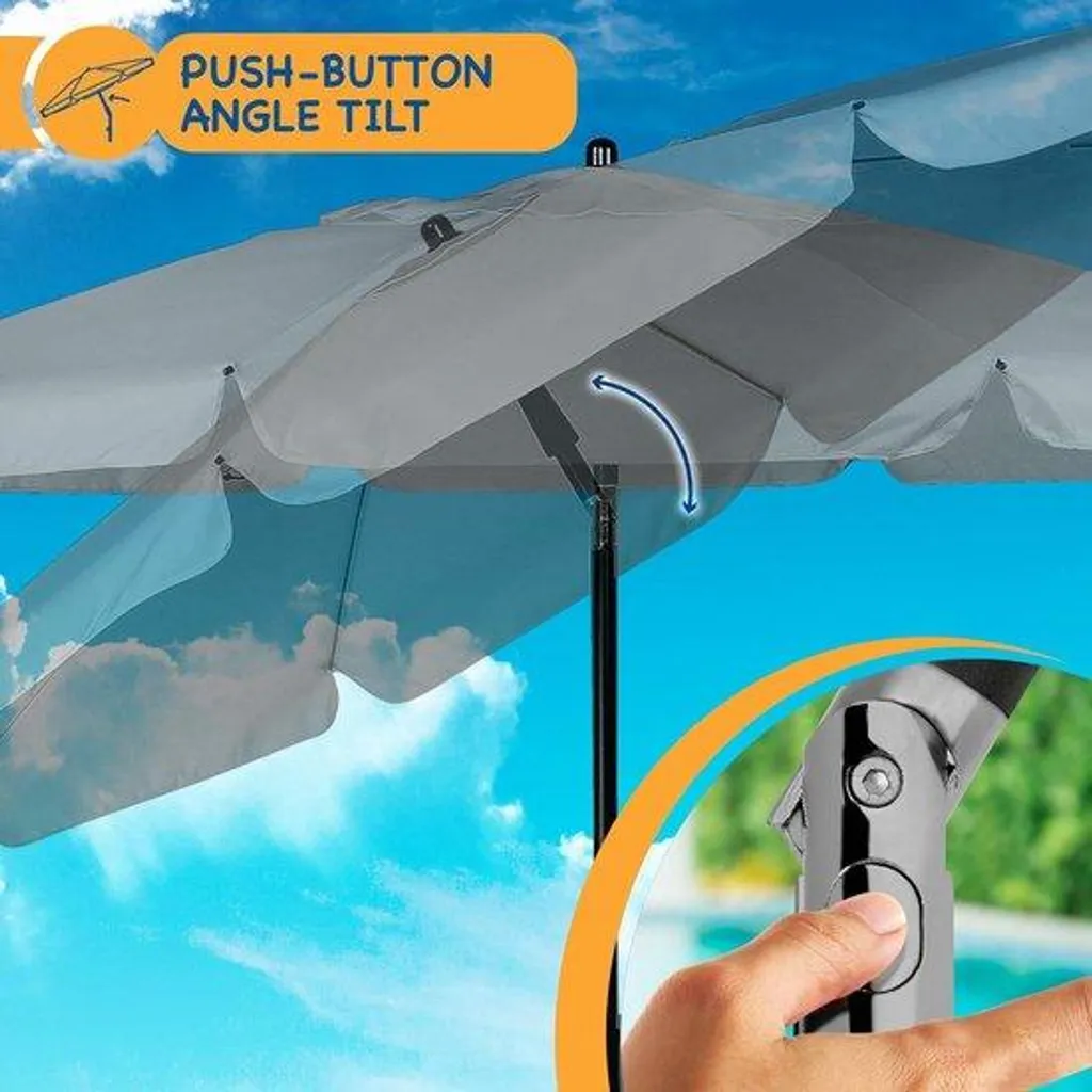 Grand parasol de plage inclinable gris 2m pour protection solaire jardin