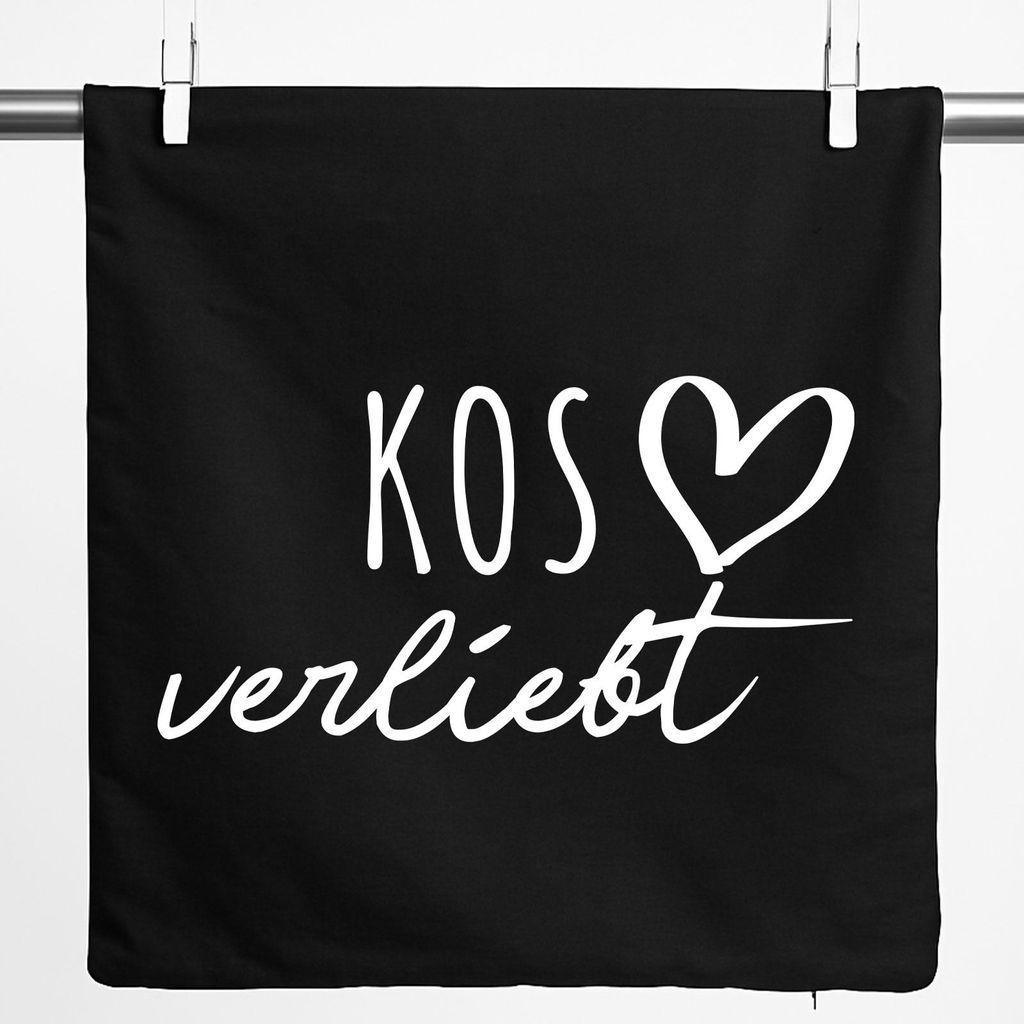Huuraa Kissenbezug Kos verliebt 40x40cm Black Baumwolle Dekokissenbezug Geschenkidee