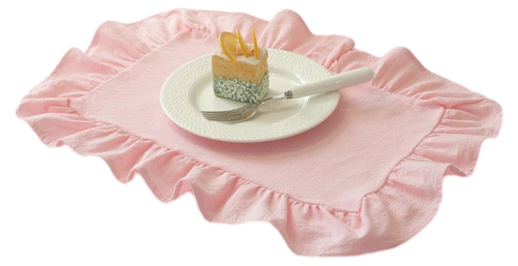 1/2 Stück Küchen-Platzsets, quadratisch, rund, aus gewaschener Baumwolle mit gefalteten Kanten, hitzebeständig, für Esszimmer, Küche, Partys