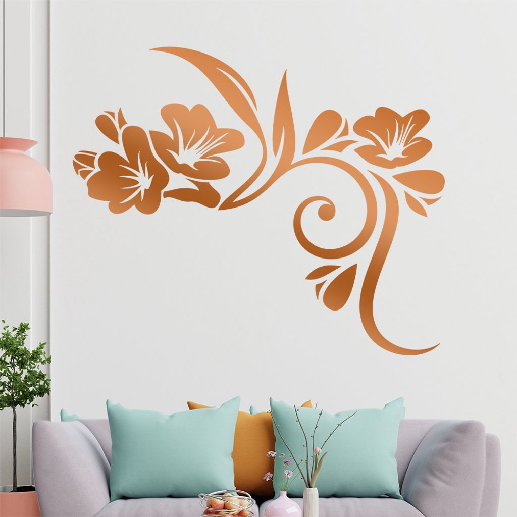 Blumen - Linien Wandtattoo in 6 Größen - Wandaufkleber Wall Sticker - Dekoration, Küche, Wohnzimmer, Schlafzimmer, Badezimmer