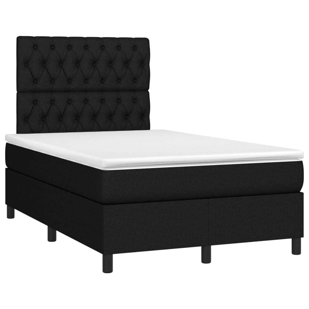 Design Boxspringbett mit Matratze Schwarz 120x190 cm Stoff, Klassische Betten 2024 Neu