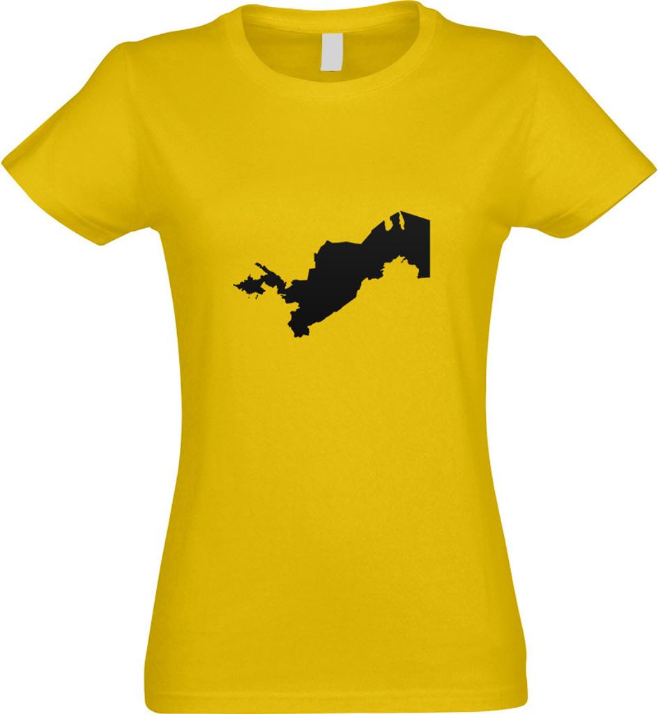 Kiwistar - T-Shirt tailliert - Damen - gelb - Usbekistan Umriss Kontur - mit Motiv Bedruckt - Funshirt Design - Sport - Freizeit - Damen - XL