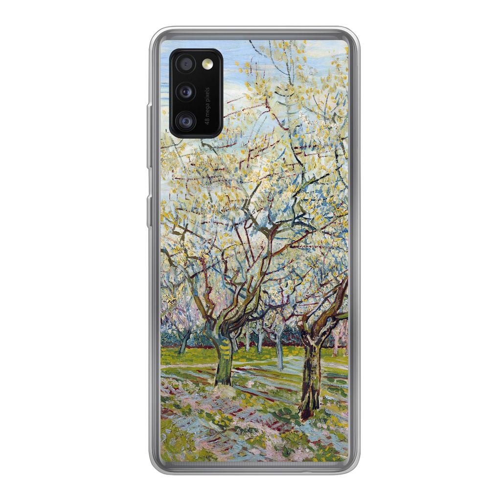 MuchoWow Handyhülle Schutzhülle Hülle für Samsung Galaxy A41 Blühender Obstgarten - Vincent van Gogh Silikon Softcase Handy Hülle - Mobilte...