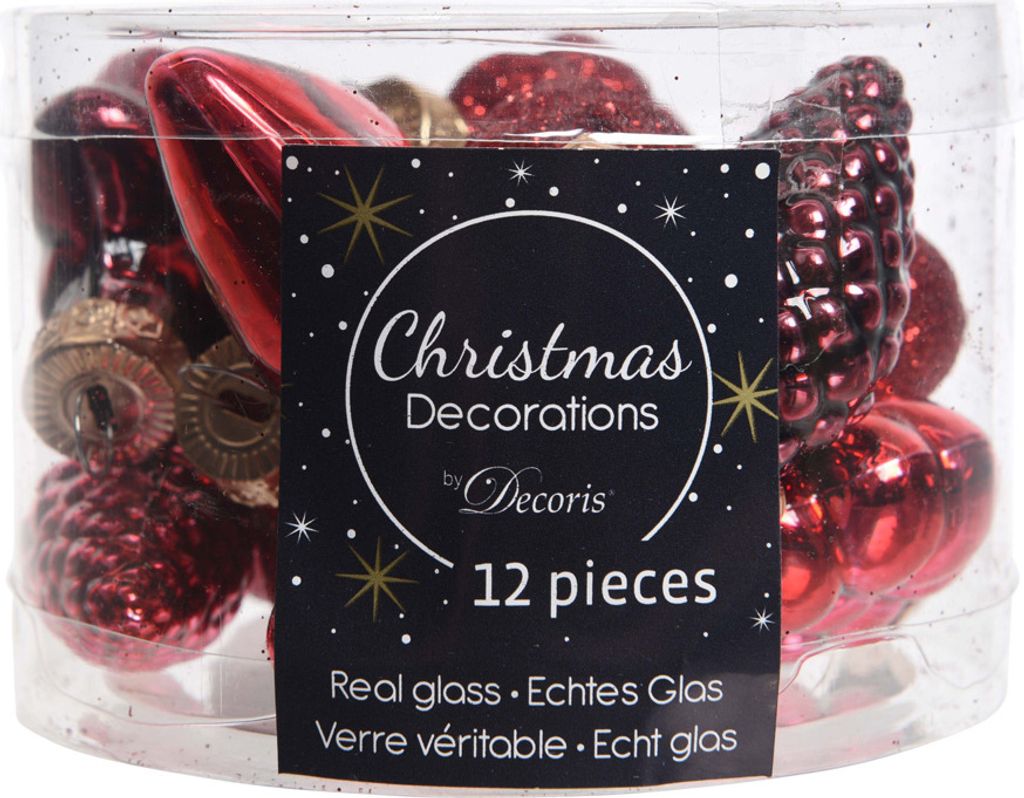 Christbaumschmuck Figuren Mix Glas 4cm 12er Set - Produktbild 