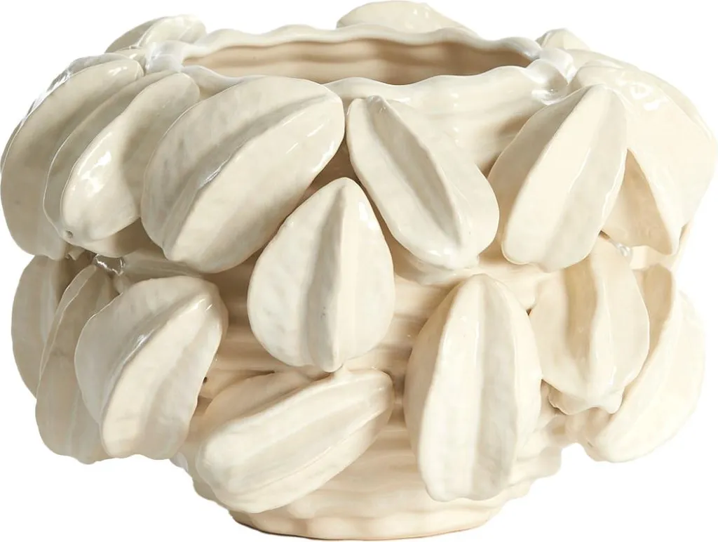 Vase céramique CARAMBOLA crème 33x23 cm design organique et moderne