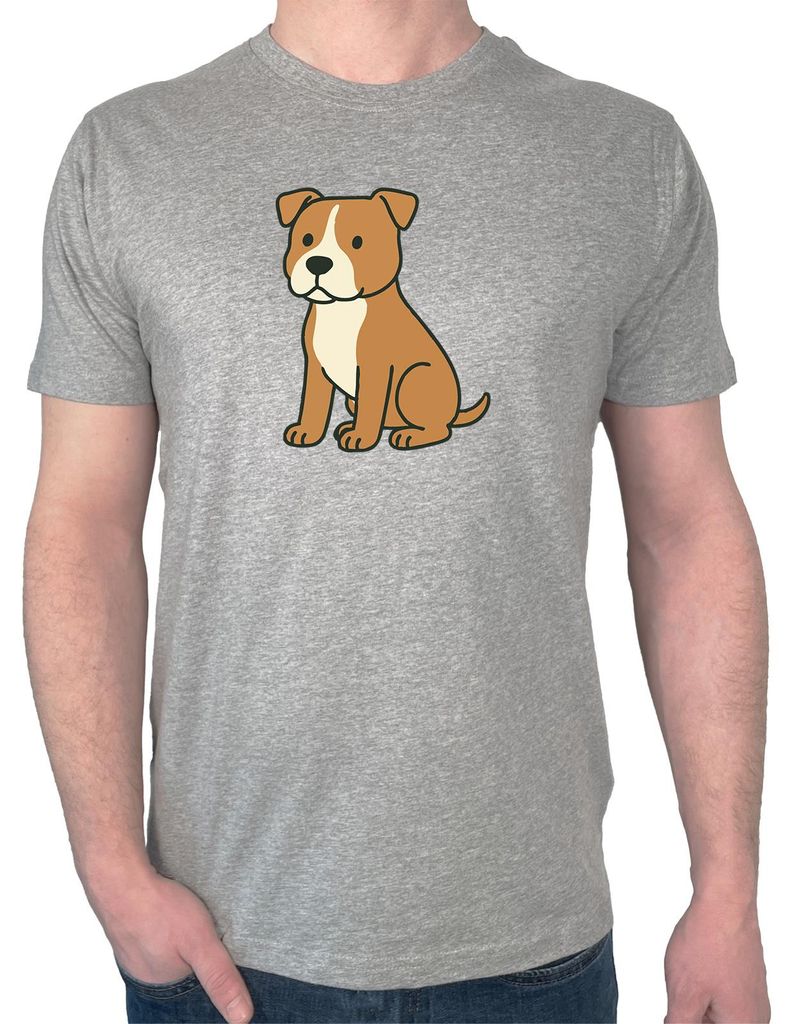 Huuraa Herren T-Shirt American Pit Bull Terrier Comic Pitty L Sport Grey Bio Baumwolle Fairtrade Herrenshirt Geschenkidee