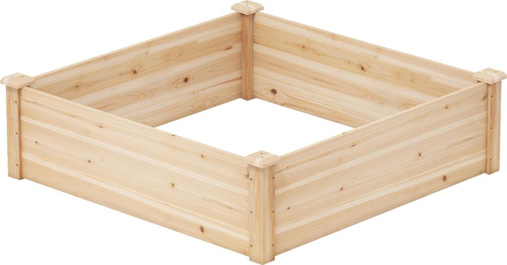 GOPLUS Blumenkasten Holz, Pflanzkübel mit offenem Boden, Hochbeet Garten, Blumenkübel für Paletten, Kräuterbeet , 102 x 102 x 30 cm, Natur