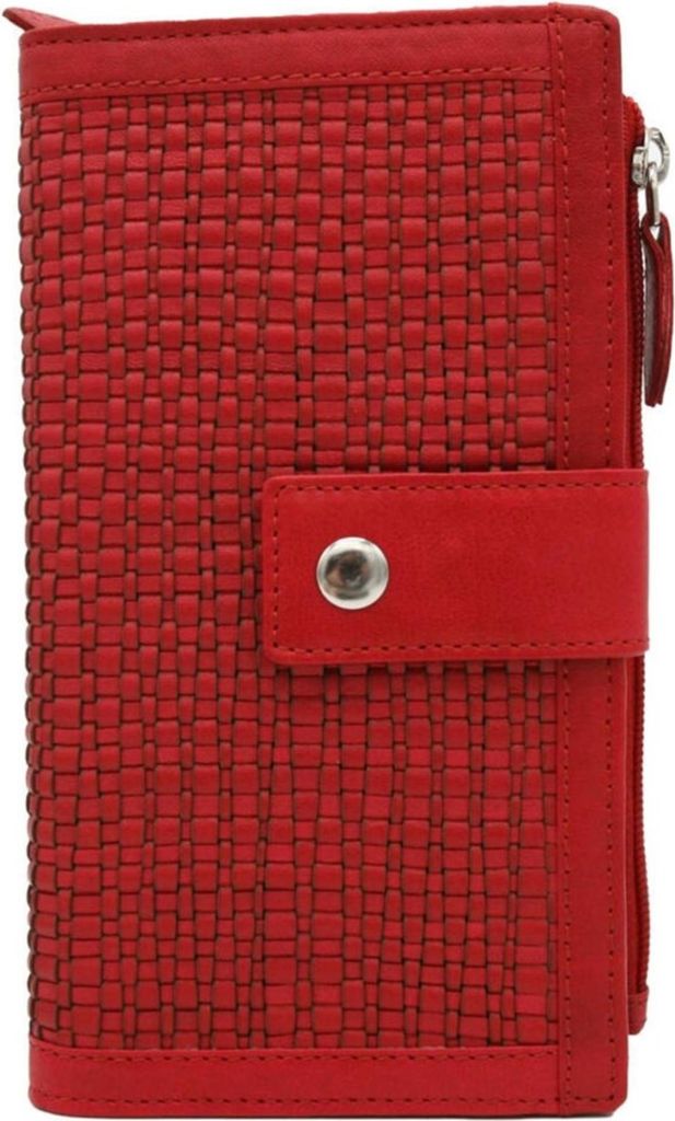 Rovicky | Großes Portemonnaie, aus Naturleder, für Frauen, Rot, 19.5x10 cm