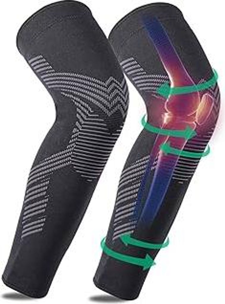 Flytex Kompressions-Kniebandage V2, Atmungsaktive Sportbandage für Basketball, Laufen & Gelenkunterstützung bei Arthrose/Verletzungen (1 Paar)