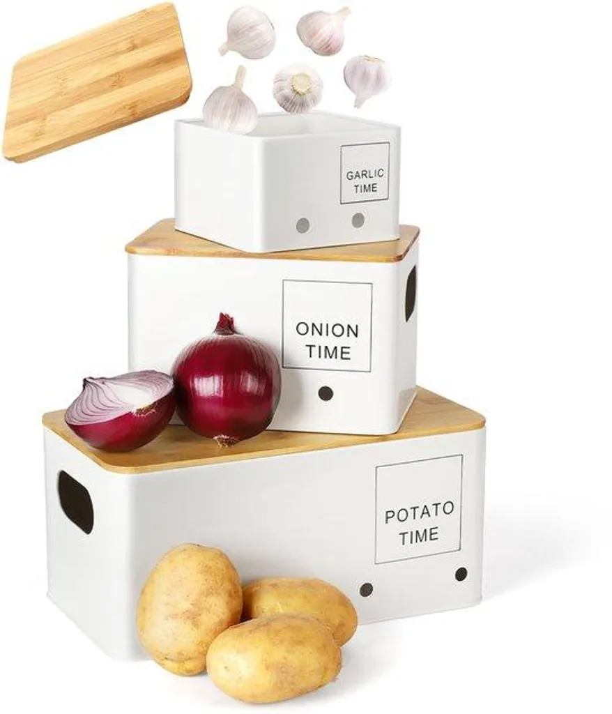 Conserver vos légumes plus longtemps : pack de 3 boîtes déco en céramique