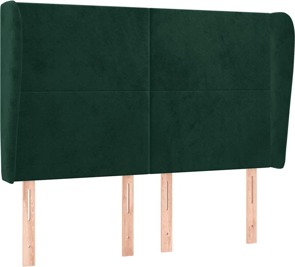 vidaXL Kopfteil mit Ohren Dunkelgrün 147x23x118/128 cm Samt