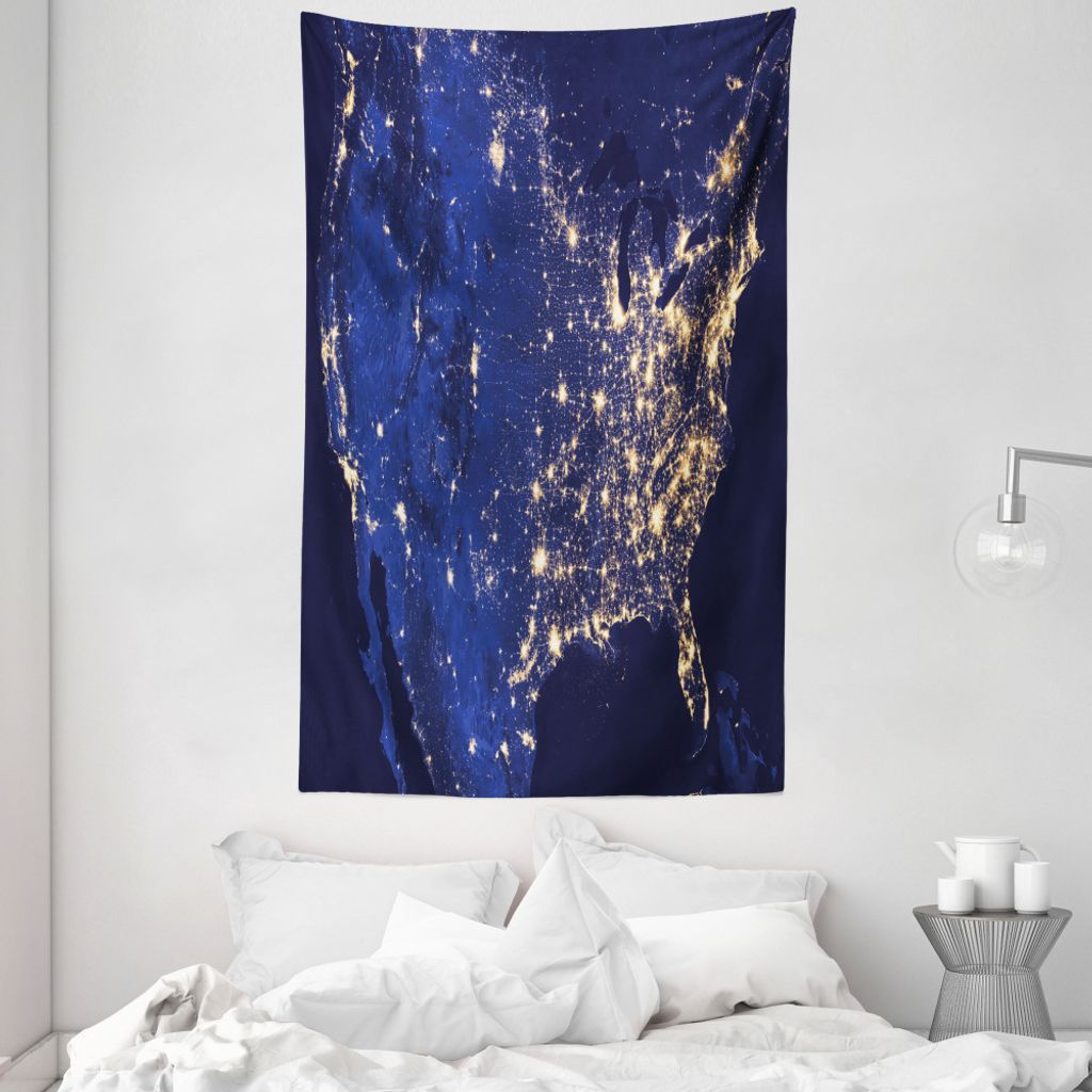 ABAKUHAUS Nacht Wandteppich und Tagesdecke, Amerika Kontinent Raum aus Weiches Mikrofaser Stoff Waschbar ohne Verblassen Digitaldruck, 140 x 230 cm...