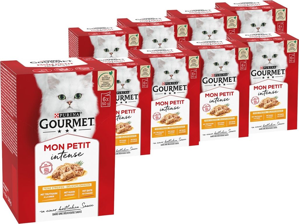 GOURMET Mon Petit Katzenfutter nass, Geflügel-Variationen 6er Pack à 50g Dose (8er Pack (8 x 6 x 50g))