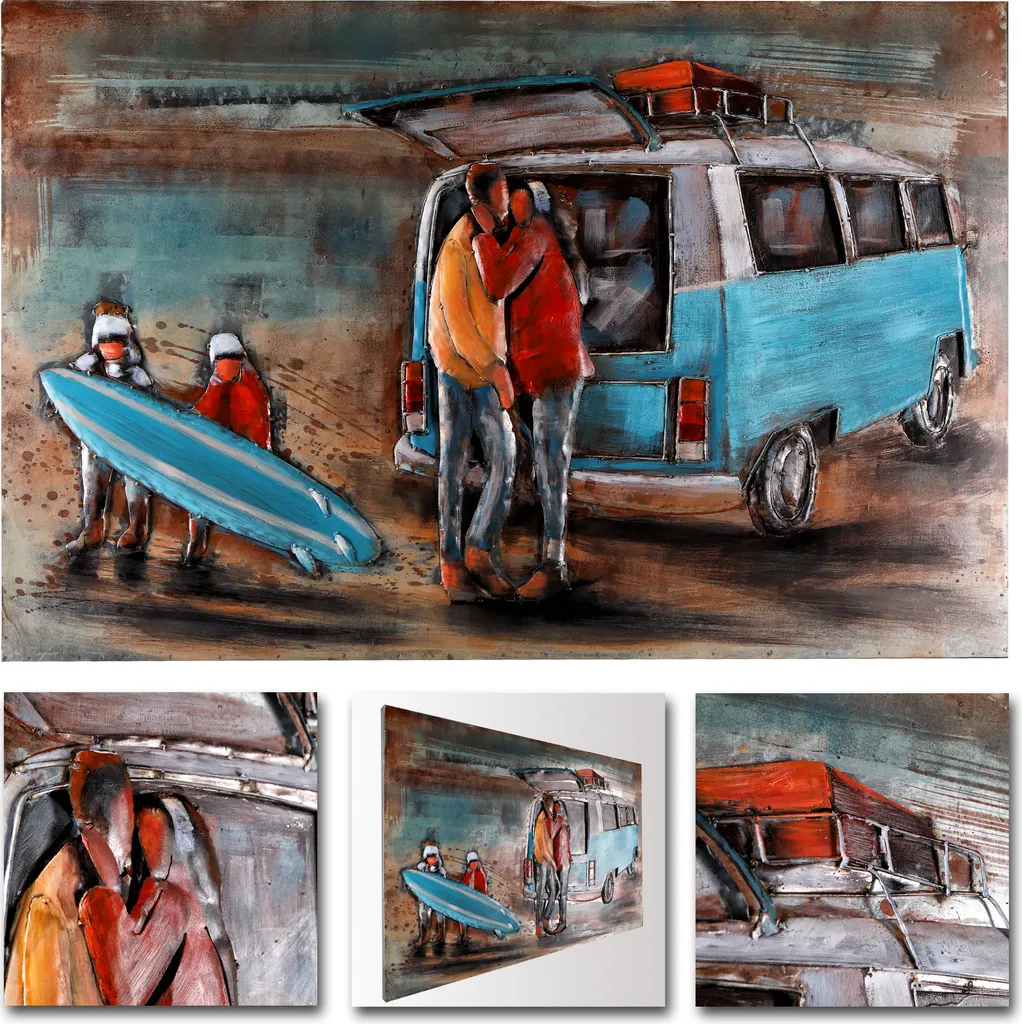 Décoration Murale en Métal 3D Baiser de Plage - Tableau Fait Main