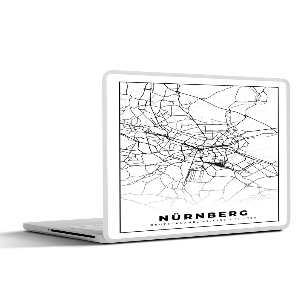 MuchoWow Laptop Aufkleber Sticker Cover Karte - Nürnberg - Karte - Stadtplan 36.5x27.5 cm - Laptop-Sticker