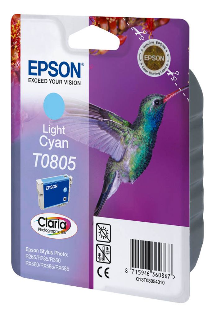 Epson T0805 - 7.4 ml - cyan clair - original - blister pack Image du produit 