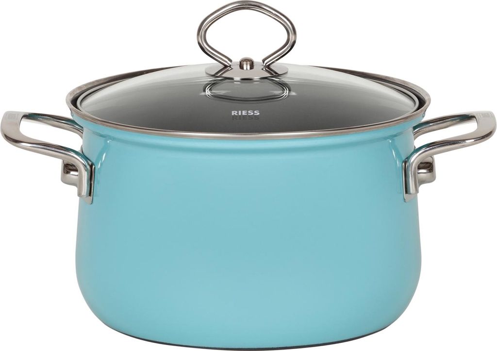Riess Nouvelle Fleischtopf mit Glasdeckel Ø24cm 6 Liter Kristallblau