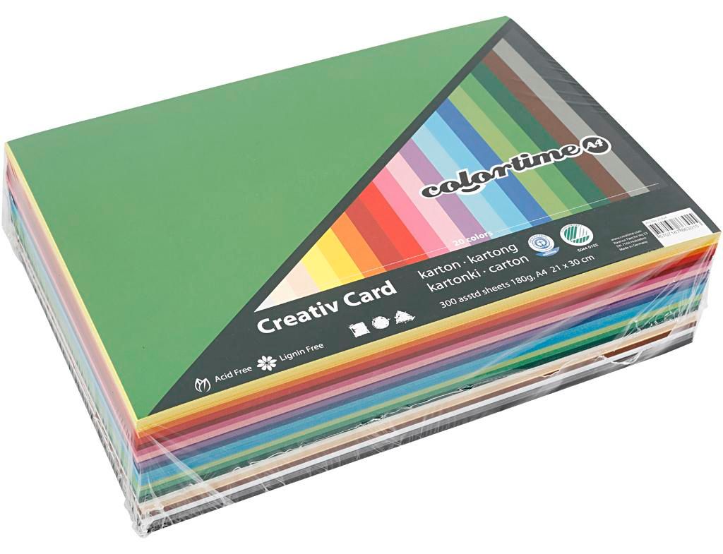 Creativ Company 21424, 180 g/m², Gemischte Farben, A4 (210 x 297 mm), 210 mm, 297 mm, 300 Blätter