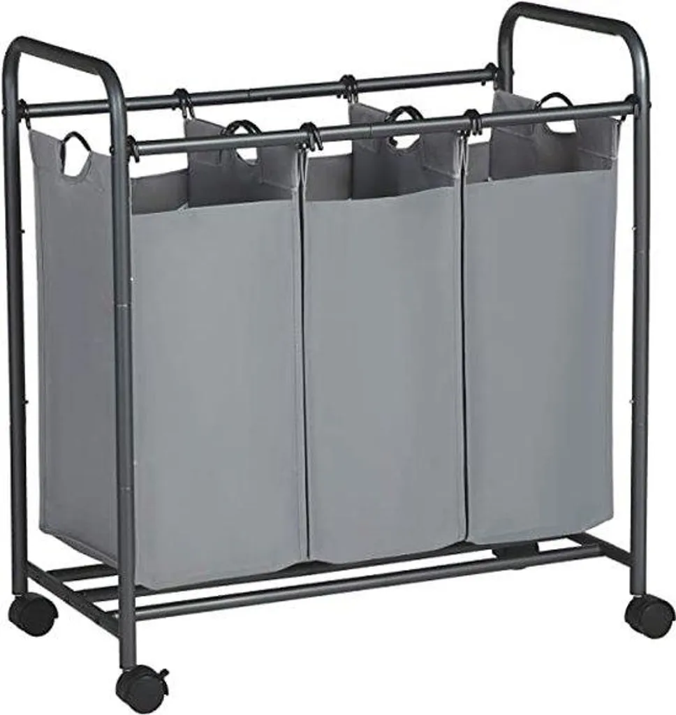Panier Linge Familial 3 Compartiments Amovibles sur Roulettes 132 Litres