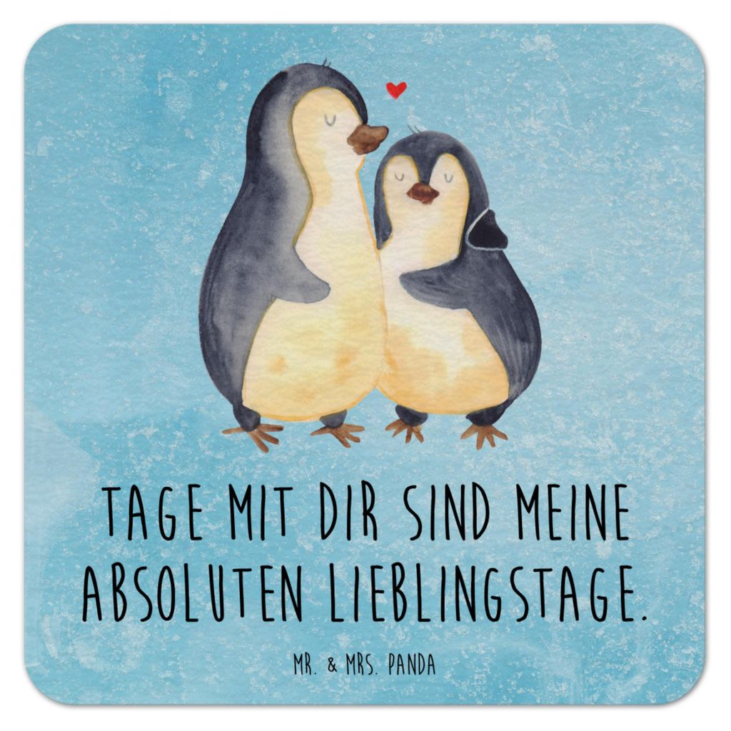 Mr. & Mrs. Panda Bierfilzl Pinguin umarmen 50er Set - Eisblau - Geschenk, Liebe, Tischuntersetzer, Hochzeitstag, Tassenuntersetzer, Hochzeitsgesche...