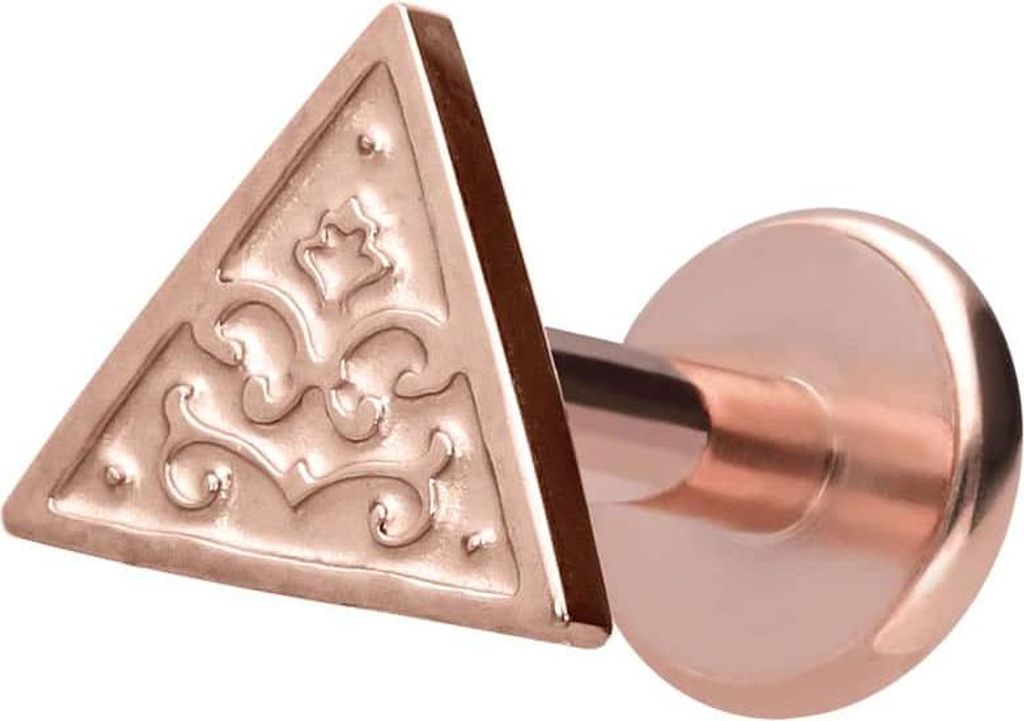 Ohrpiercing, Nasenpiercing Titan Labret mit Innengewinde DREIECK RoséGold Stablänge: 6mm | Stabstärke: 1,6mm