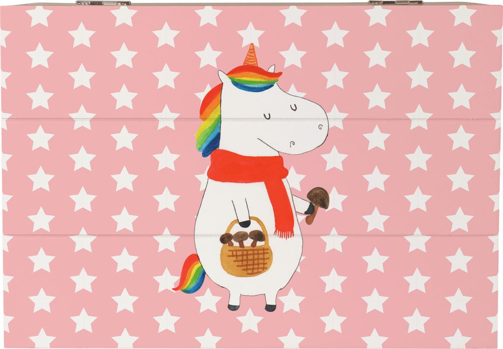 Mr. & Mrs. Panda holzschatulle Einhorn Pilz 22 x 15 cm - Rot Pastell - Geschenk, Holzkiste, Liebeskummer, Spruch, Geschenkbox, fotobox, Unicorn, ge...