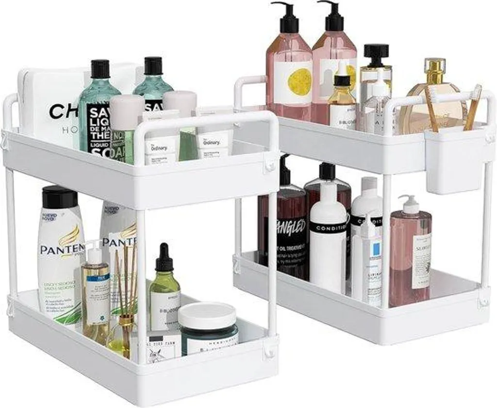Support Rangement Cuisine 2 Niveaux Blanc pour Organisation de Placard