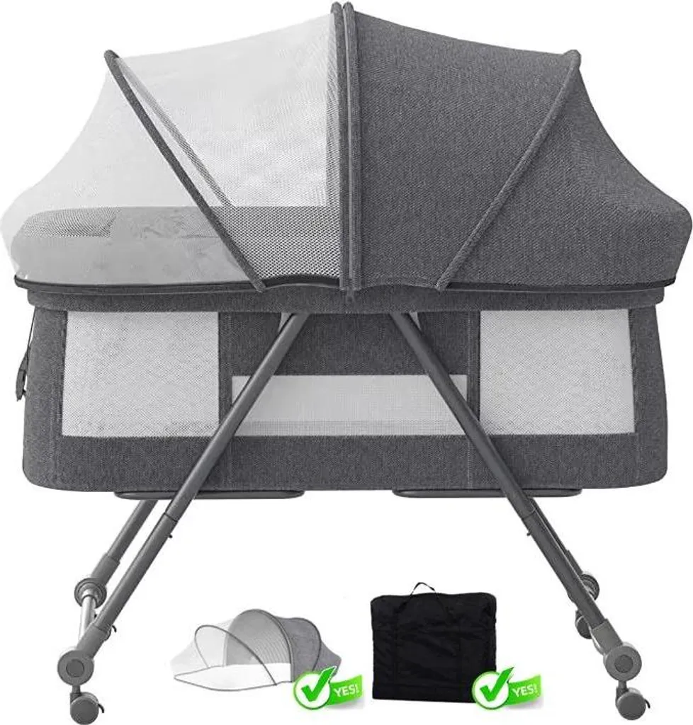 Lit bébé modulable Gris-Bravo Confort avec système de roues fluides