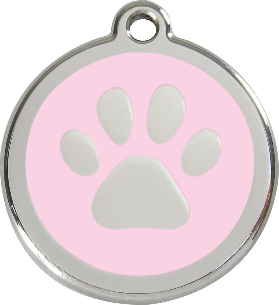 RedDingo Hundemarke mit individueller Gravur Pfotenabdruck pink, Größe: S