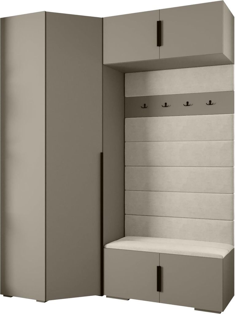 MEBLE KRYSPOL Inova 1 Möbelset Garderobe, 236,7x181,7x47cm - Kaschmir, Manila 02, Schwarz