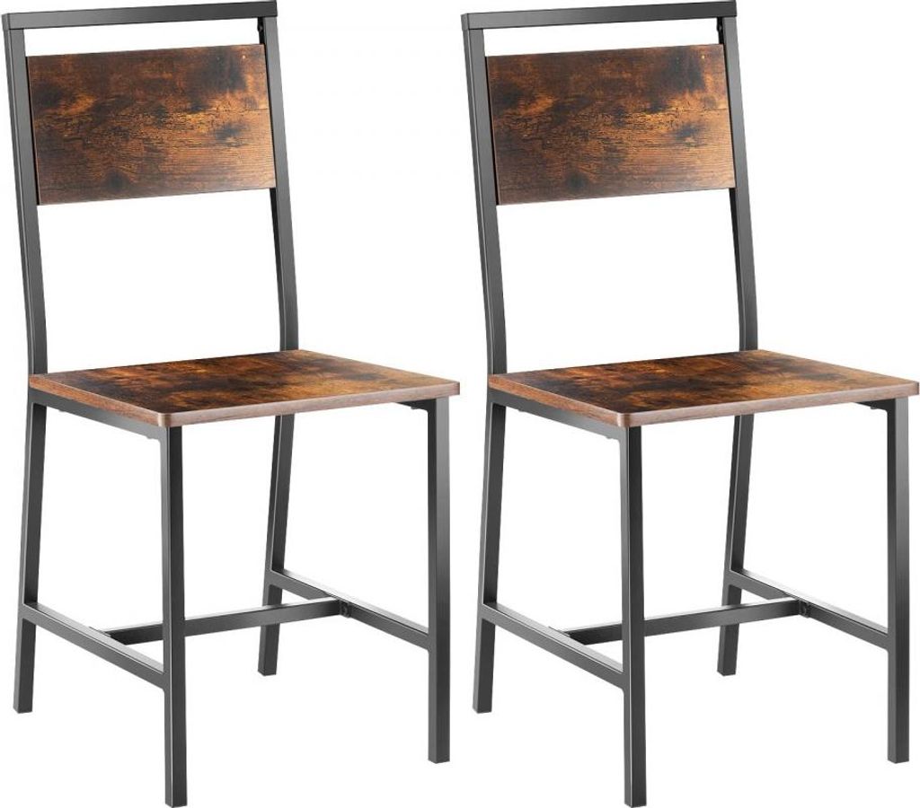 Esszimmerstuhl im Landhausstil (2er Set) - Holz Beistellstuhl 136 kg Belastbarkeit - für Esstische - Platzsparender Küchentischstuhl mit Metallra...