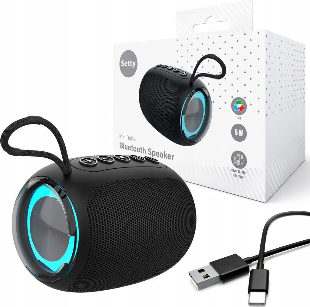 Setty GB-800 Altoparlante Bluetooth 5.0 RGB Mini Tube 5W - Nero