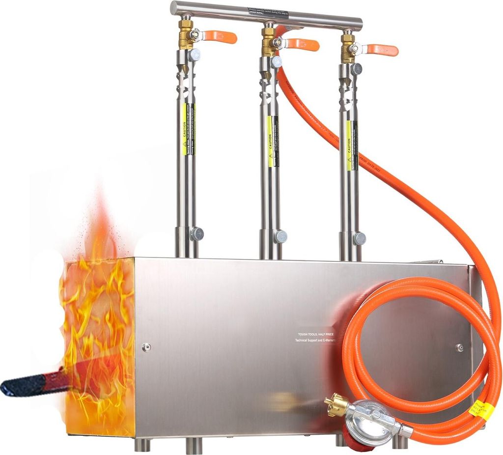 Propangas-Schmiede - Tragbarer 3-Brenner-Schmiedeofen - Max. 1427 °C - Quadratische Brennkammer - Edelstahl - Inkl. Gasschmiede-Zubehör - Für Me...