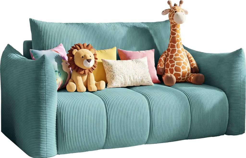 Schlafsofa 2-Sitzer mit Bettkasten – Ausziehbar Jugendsofa mit Schlaffunktion, Liegefläche 120 x 150 cm – für Jugendzimmer, Kinderzimmer und ...