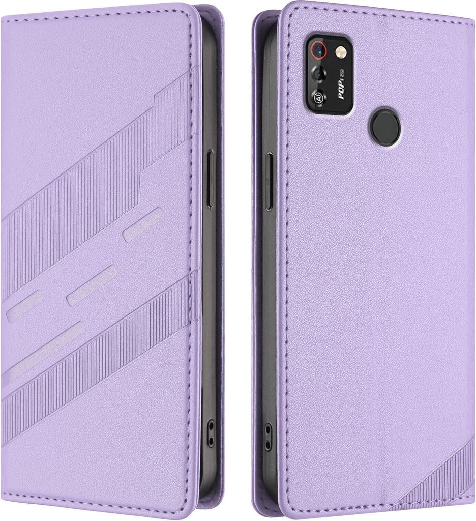 Hülle für Tecno Pop 4 Pro, Kunstleder Brieftaschen Handyhülle mit Kartenfach und Standfunktion Violett