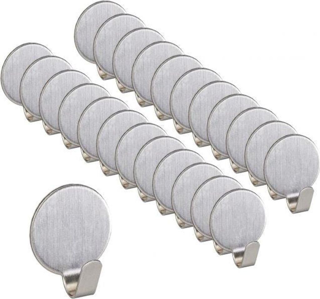 Set mit 24 selbstklebenden Edelstahlhaken