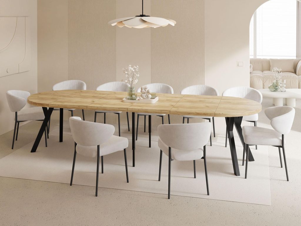 Esstisch Rund Groß XXL Ausziehbar im Loft-Stil – 100 bis Produktbild 