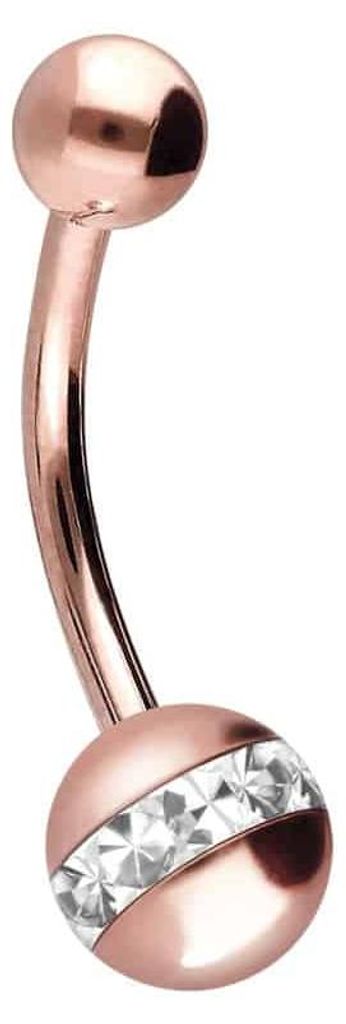 Bauchnabelpiercing Chirurgenstahl Mini Bananabell EPOXY-RING- + CHIRURGENSTAHL-KUGEL RoséGold Stablänge: 12mm