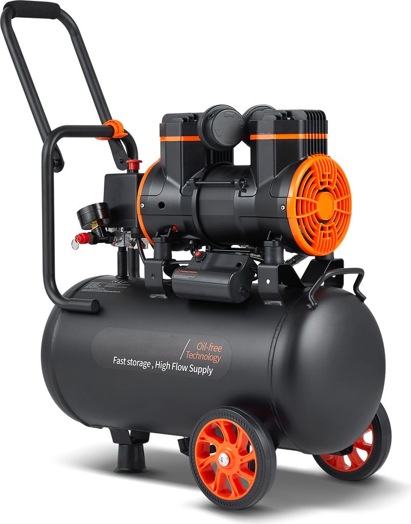 SucceBuy 6.3 Gallon Air Compressor, 2HP, 3.35 CFM @ 90 PSI, Oil-Free, Max 116 PSI, 70 dB Ultra Quiet für Autoreparaturen, Reifenaufpumpen, Spritzl...