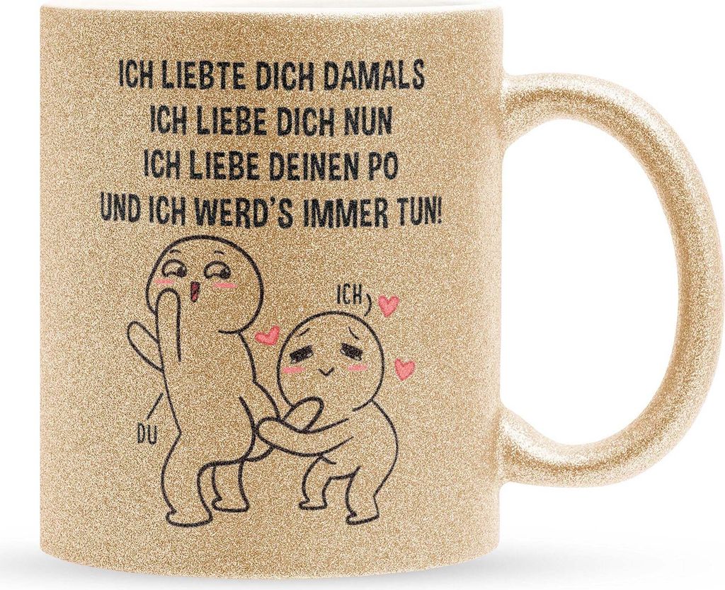 22Feels Glitzertasse Gold Paar Jahrestag Geschenk Hochzeitstag Ehefrau Ehemann Valentinstag Sie Ihn Freund Freundin Geburtstag Weihnachten Liebe Pa...