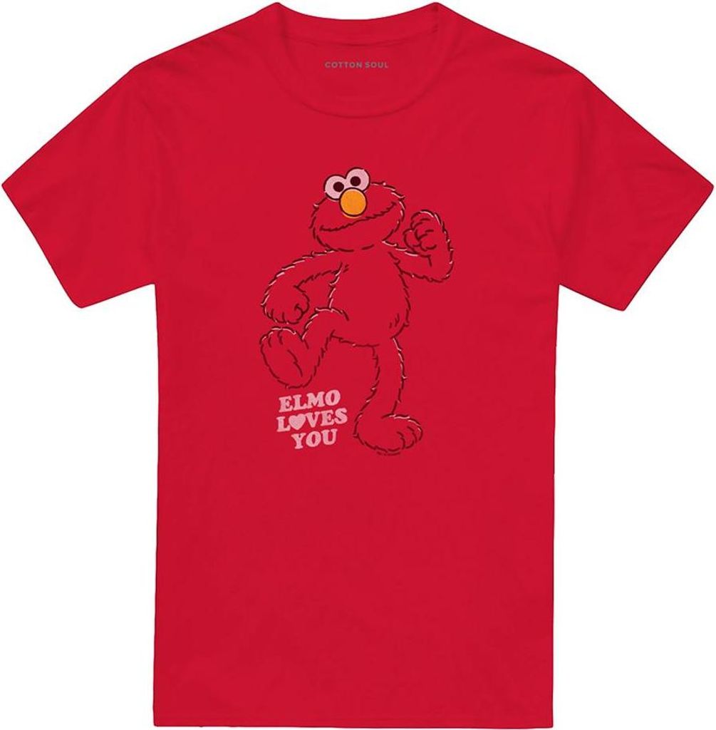 Sesame Street - "Elmo Loves You" T-Shirt für Herren/Damen Uni TV20695 (3XL) (Rot)