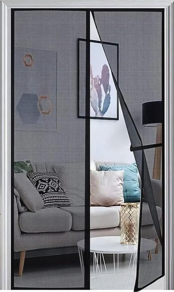 Magnetisches Türgitter 100 x 240 cm – Insektenschutz für Türen – Schwarz