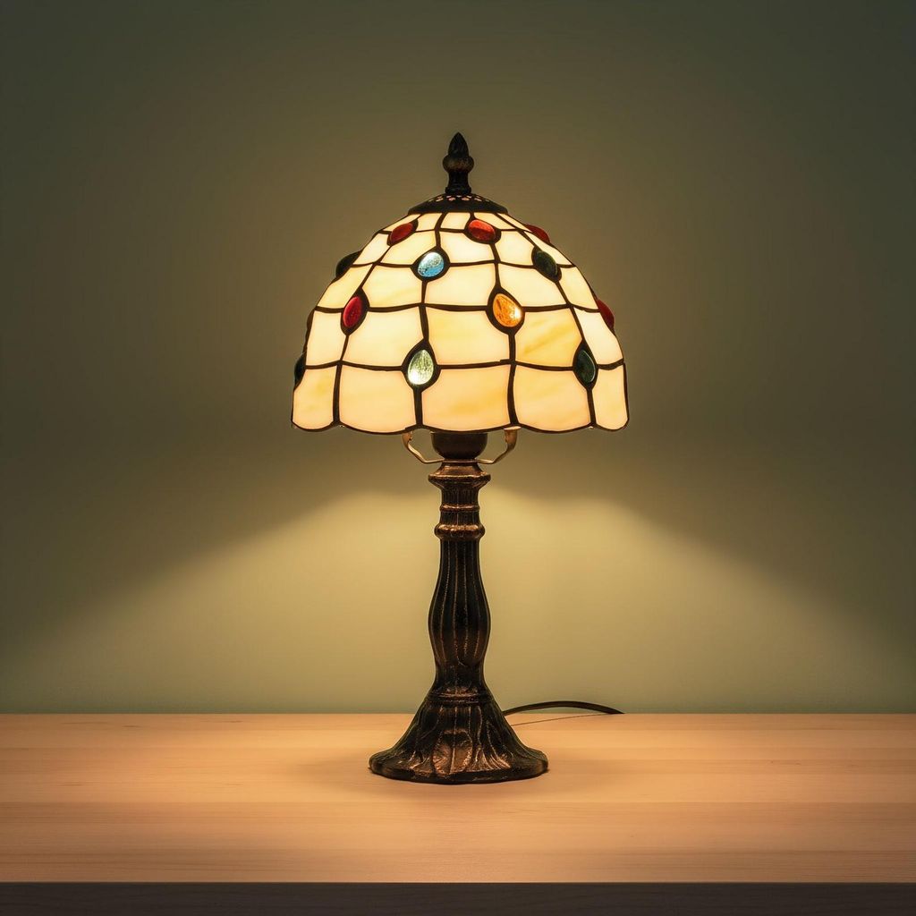 Tischlampe im Tiffany-Stil - Durchmesser 20 cm, Höhe 38 cm Produktbild 