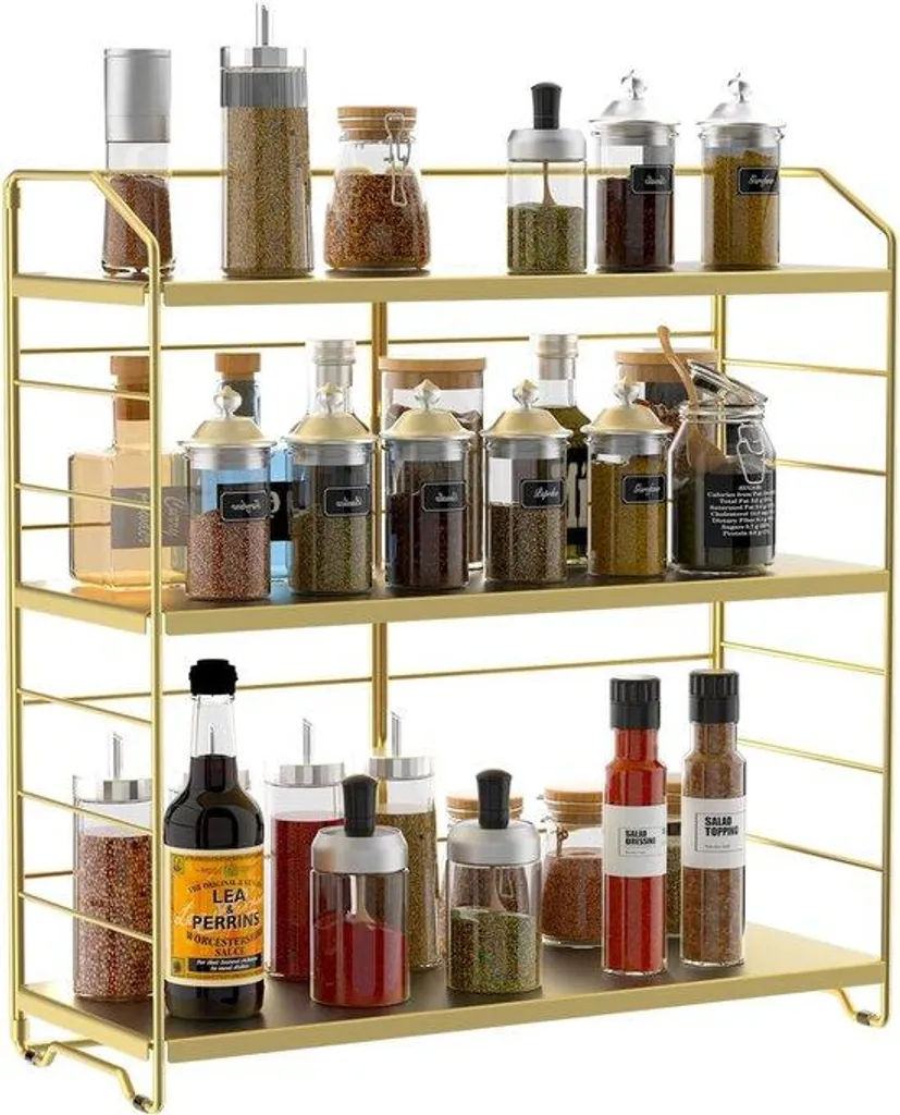 Rangement cuisine 3 niveaux doré - Stop au désordre sur le comptoir