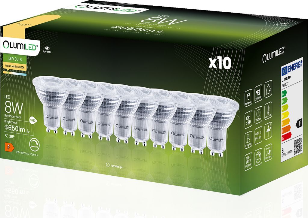 LUMILED GU10 LED Lampe dimmbar 8W 650 Lm Leuchtmittel 3000K Produktbild 