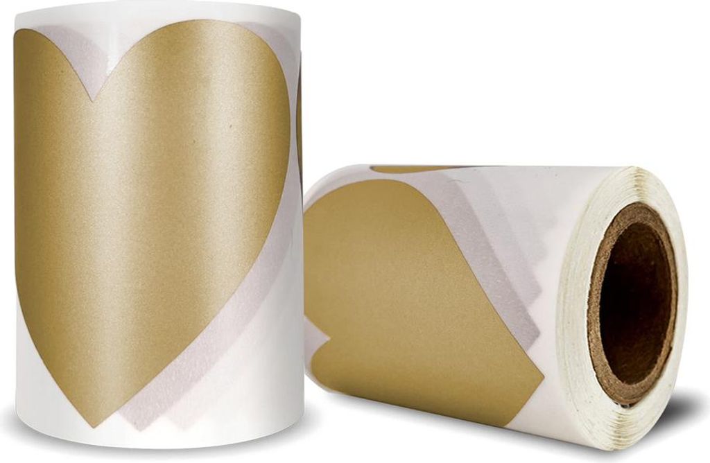 Rubbelaufkleber HERZEN 70x80mm GOLD x100