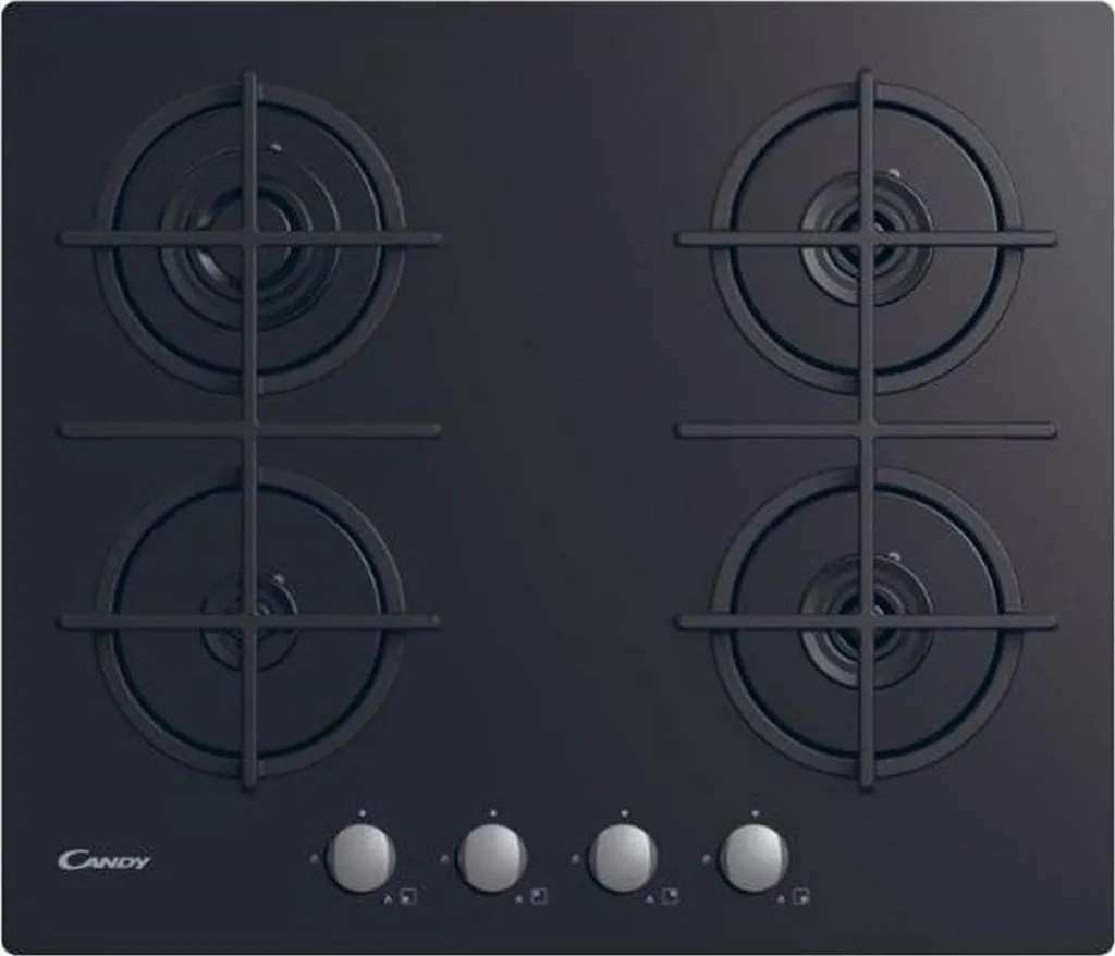 Plaque de cuisson gaz 4 foyers Candy CVG6B noir 59cm pour cuisine moderne
