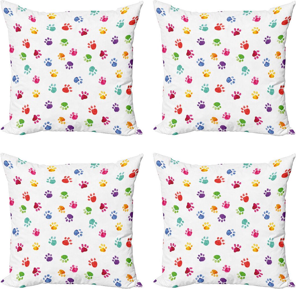ABAKUHAUS Bunt Kissenbezug Set (4 Stück), Tierabdrücke, Moderner Doppelseitiger Digitaldruck, 40 cm x 40 cm, Mehrfarbig