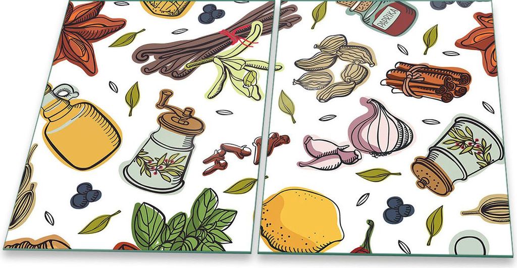 Herdabdeckplatte Glaskeramik 2-Teilig 2x40x52 Abstrakt Bunt Abdeckung Spritzschutz